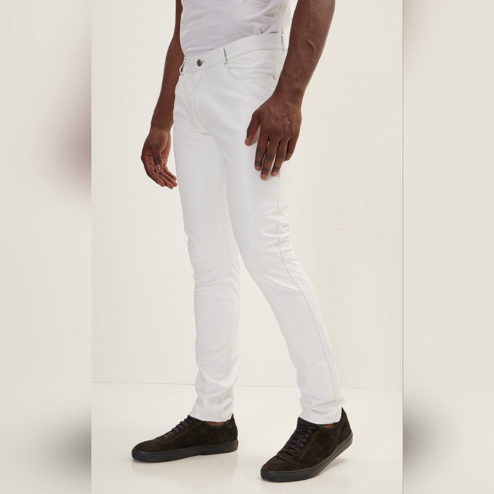 Ron Tomson Waist 30" White leather pants - Picture 2 of 12